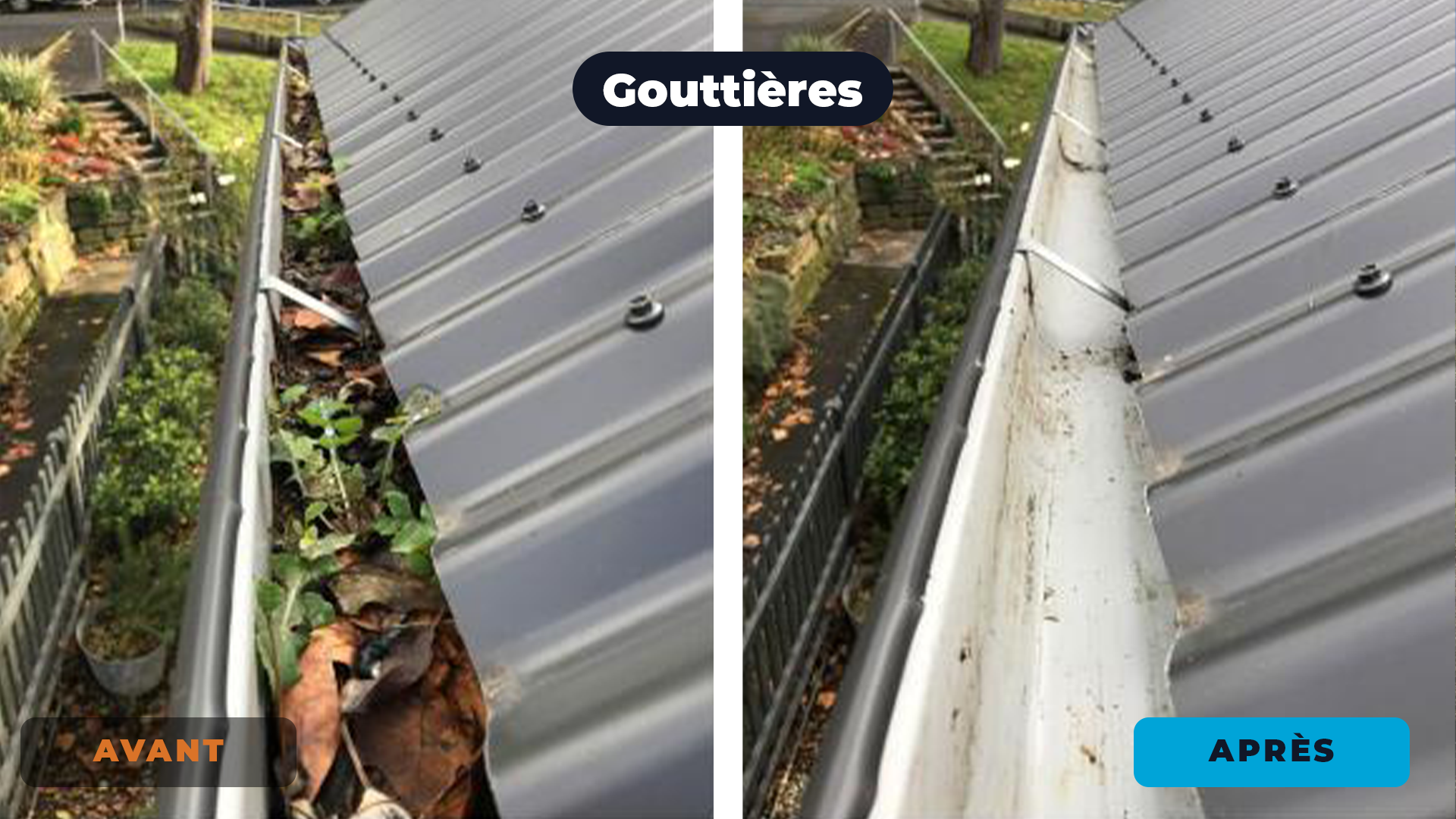 Nettoyage-gouttières-avant-après